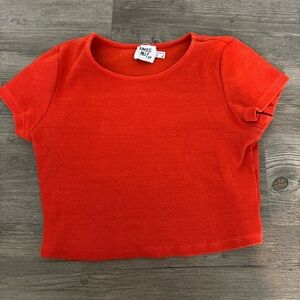 Princess Polly ribbed red crop top